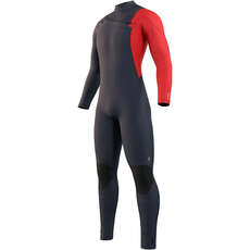 Traje De Neopreno Completo Mystic Marshall 4/3Mm Con Cremallera Frontal - Azul Marino/rojo 230009