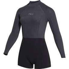 Mystic Mujeres Lunar 2/2Mm Back-Zip Longarm Shorty Wetsuit - Negro 230111