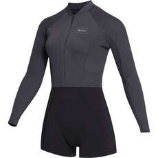 Mystic Mujeres Lunar 2/2Mm Front-Zip Longarm Shorty Wetsuit - Negro 230112