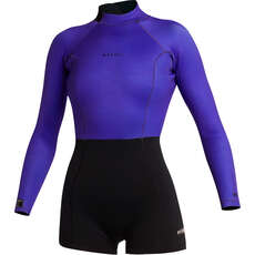 Mystic Womens Lunar 2/2Mm Back-Zip Longarm Shorty Wetsuit - Noir/violet 240111