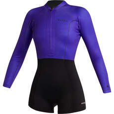 Mystic Womens Lunar 2/2Mm Front-Zip Longarm Shorty Wetsuit - Noir/violet 240112