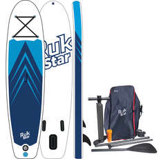 Paquete De Tabla De Paddle Surf Hinchable Ruk Rukstar 10'8 - Blanco / Azul