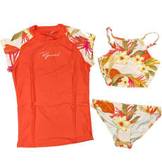 Rip Curl Girls 3 Piezas Bikini & Rash Guard Set - Leilani