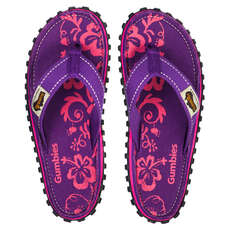 Gumbies Womens Islander Chanclas De Lona - Hibisco Morado